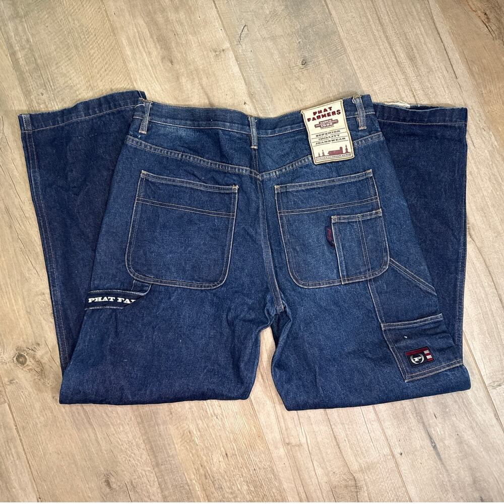 Phat Farmers Farm Carpenter Jeans Vintage 34x34 Dark Wash Oversized Baggy Style